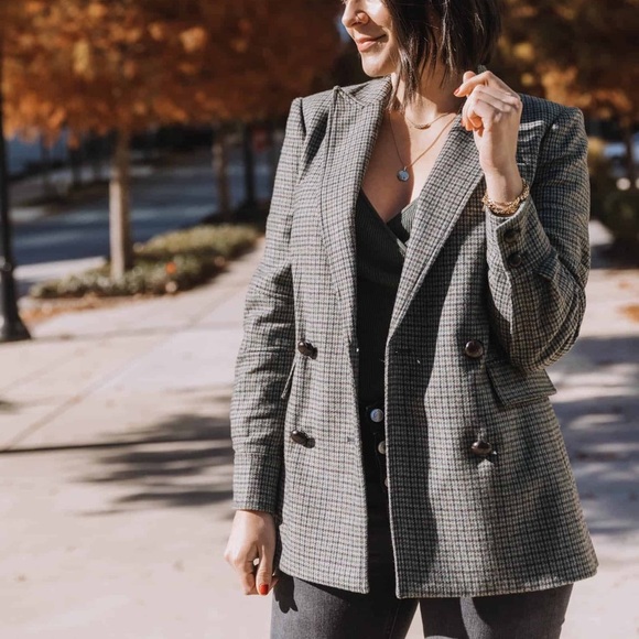 VERONICA BEARD Pyle Dickey Wool Double Breasted Blazer in Sage Multi Sz 0 - Picture 3 of 12